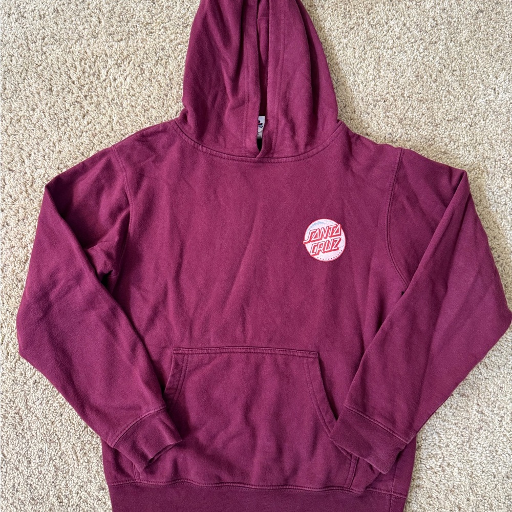 Santa Cruz Skateboards Maroon Hoodie with Pink Logo